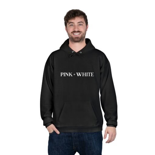 PINK + WHITE Unisex EcoSmart® Pullover Hoodie Sweatshirt - Image 3